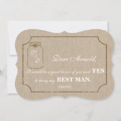 Trouw Mason Jar Linnen Canvas BEST MAN Uitnodiging (Achterkant)