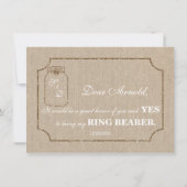 Trouw Mason Jar Linnen Canvas RING DRAGER Uitnodig Kaart (Achterkant)