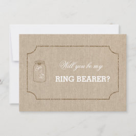 Trouw Mason Jar Linnen Canvas RING DRAGER Uitnodig Kaart