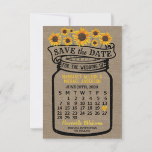 Trouw Mason Pot Zonnebloemen Juni 2020 Kalender Save The Date