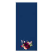 Trouw Menu bloemen marineblauw bordeauxrood (Achterkant)