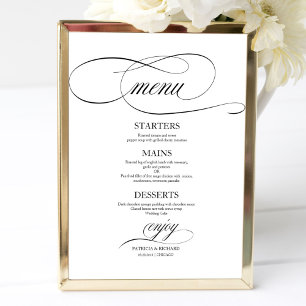 Trouw Menu Bord Chic Zwarte Script Poster