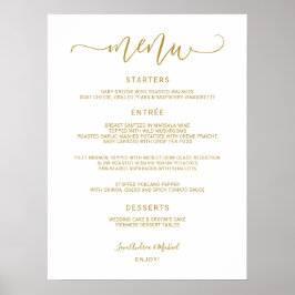 Trouw Menu Bord - Stuiterende Calligrafie (Goud) Poster