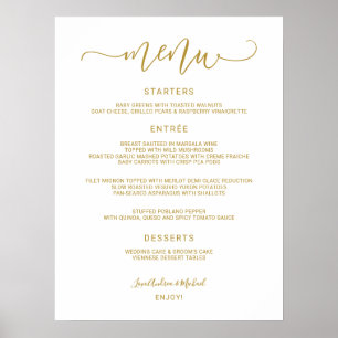 Trouw Menu Bord - Stuiterende Calligrafie (Goud) Poster