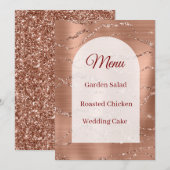 Trouw Menu Card Roze Goud Glitter Wit Boog  (Voorkant / Achterkant)