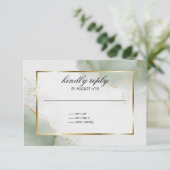 Trouw Menu Kaart Gedempte Salie Goud Marmer (Staand voorkant)