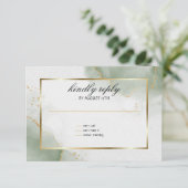 Trouw Menu Kaart Gedempte Salie Goud Marmer (Staand voorkant)