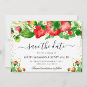 Trouw met Aardbeien en Zomerbloemen Save The Date (Voorkant)