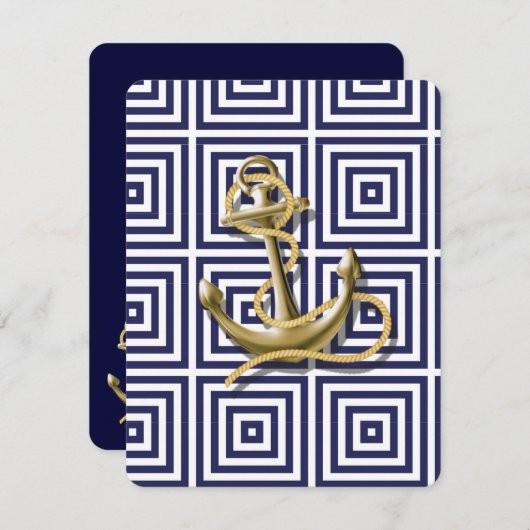 Trouw met anker in Navy Blauw op het strand Kaart (Voorkant / Achterkant)
