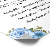 Trouw met blauwe bloemen 'In Loving Memory Remembr Poster (Hoek)