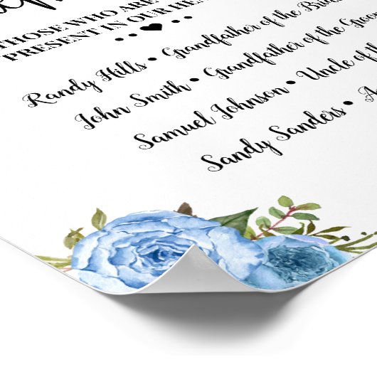 Trouw met blauwe bloemen ter nagedachtenis poster (Hoek)