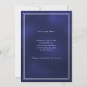 Trouw met blauwe monogram krans save the date (Achterkant)