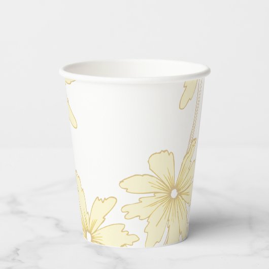 Trouw met Bleekgele Margrieten Papieren Bekers (Achterkant)