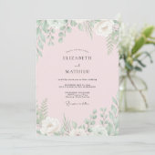 Trouw met Bleke Blush Mint Loof Eucalyptus Kaart (Staand voorkant)