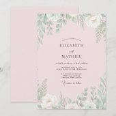 Trouw met Bleke Blush Mint Loof Eucalyptus Kaart (Voorkant / Achterkant)