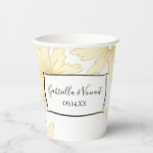 Trouw met Bleke Gele Margrieten Papieren Bekers (Voorkant)