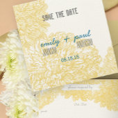 Trouw met bloeiende Dahlia Gele Iris Save The Date