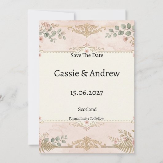 Trouw met bloemen in blos save the date (Voorkant)