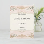 Trouw met bloemen in blos save the date (Staand voorkant)
