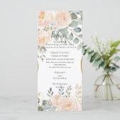 Trouw met bloemen in de kleuren roze pioenroos & e menu (Staand voorkant)