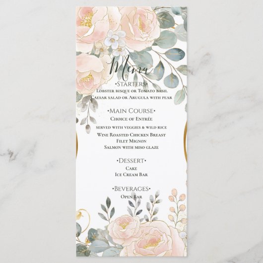 Trouw met bloemen in de kleuren roze pioenroos & e menu (Voorkant)