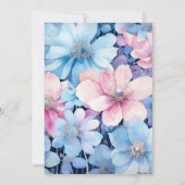 Trouw met bloemen in roze en lichtblauw kaart (Achterkant)