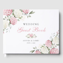 Trouw met bloemen Roze Hortensia Groene Bloemen Gastenboek