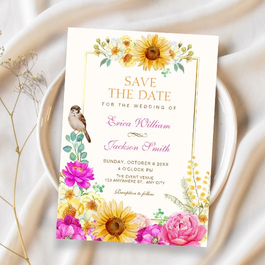 Trouw met bloemenaesthetic save the date