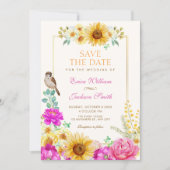 Trouw met bloemenaesthetic save the date (Voorkant)