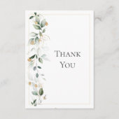 Trouw met bloemige Eucalyptus groen en goud Bedankkaart (Voorkant)