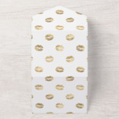 Trouw met bloemmotief in Blush, Navy en Goud All In One Uitnodiging (Buitenkant)