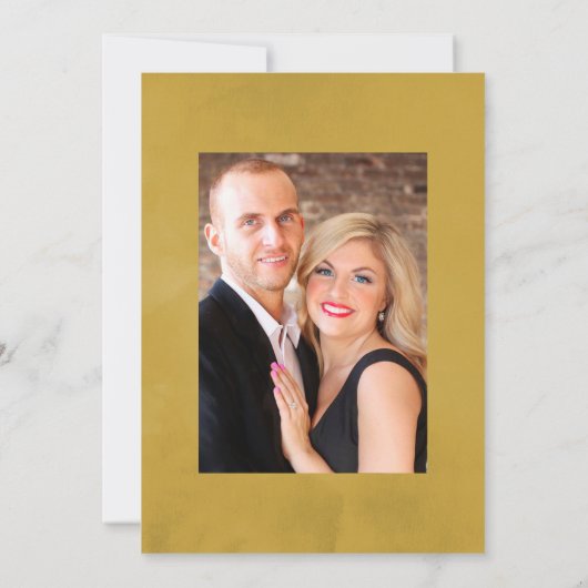 Trouw met bloemrijke blos en gouden wijnproeverij save the date (Achterkant)