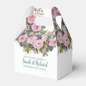 Trouw met blozende bloemen bedankdoosjes (Achterkant)