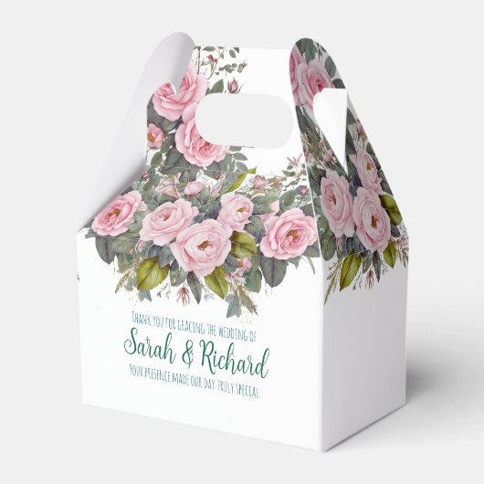 Trouw met blozende bloemen bedankdoosjes (Voorkant Zijde)