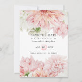 Trouw met blozende Dahlias Save The Date (Voorkant)