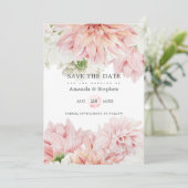 Trouw met blozende Dahlias Save The Date (Staand voorkant)