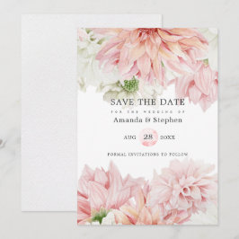 Trouw met blozende Dahlias Save The Date