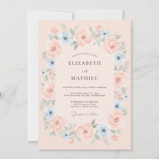 Trouw met Blozende Etherische Bloemen Kaart (Voorkant)