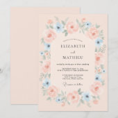 Trouw met Blozende Etherische Bloemen Kaart (Voorkant / Achterkant)