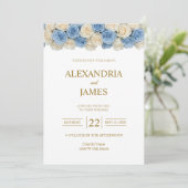 Trouw met Blush & Champagne Rozen Kaart (Staand voorkant)