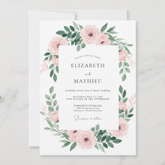 Trouw met Blush Emerald Loof Kaart (Voorkant)
