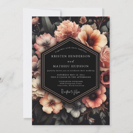 Trouw met Blush Floral Chiaroscuro Kaart (Voorkant)