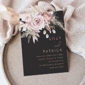 Trouw met Blush & Gray Stof Roze Bloemen Kaart