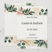 Trouw met Blush Groene Decoratie Save The Date (Voorkant / Achterkant)