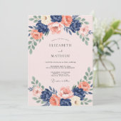 Trouw met Blush Indigo Krans Kaart (Staand voorkant)