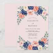 Trouw met Blush Indigo Krans Kaart (Voorkant / Achterkant)
