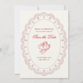 Trouw met Blush Kant Frame Vintage Cherub Save The Date (Voorkant)