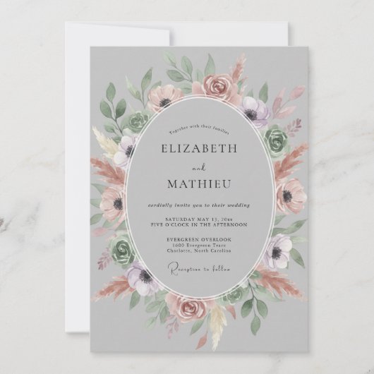 Trouw met Blush Mauve Anemoon Kaart (Voorkant)