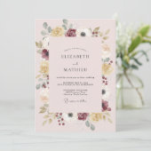 Trouw met Blush Mosterd Krans Kaart (Staand voorkant)