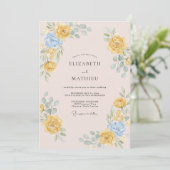 Trouw met Blush Mosterd Pioen Kaart (Staand voorkant)